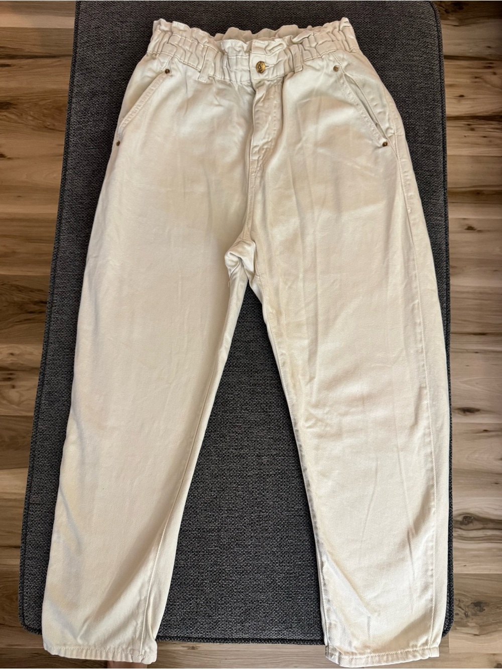 Zara Cream Waist Straight-Leg Pants